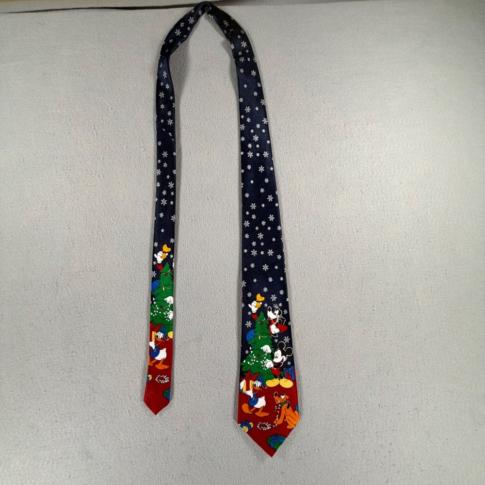 Mickey Unlimited Men's Navy Christmas Tie Disney Mickey Mouse Snowflake Holiday